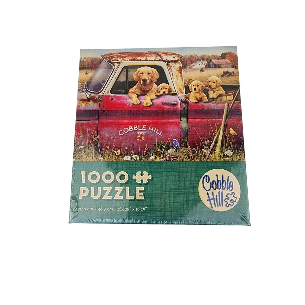 COBBLE HILL FARM 1000 Pieces Jigsaw Puzzle Dogs Truck Goldens New Sealed